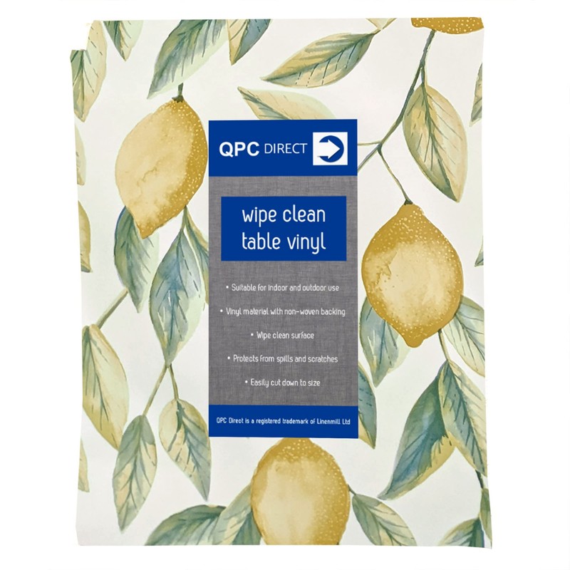 QPC Direct Leafy Lemons PVC Oilcloth Table Cover Vinyl Tablecloth