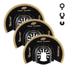 Vearter 3PCS Titanium Oscillating Saw Blades, 3-1/2'' Semi Circle Bi-Metal Universal Multitool Blades, Quick Release Multi Tool Blades Kits for Wood, Metal Pipe, Nail, Drywall, PVC
