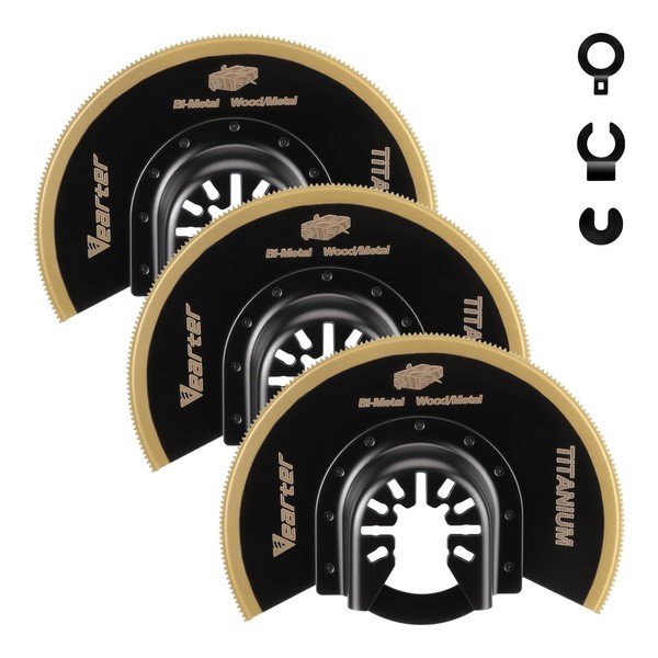 Vearter 3PCS Titanium Oscillating Saw Blades, 3-1/2'' Semi Circle Bi-Metal