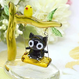 Cute Handmade Glassware Swing Cat CYK1184