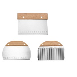 YANINEE 15 cm, 3 pieces, stainless steel dough card, dough scraper with scales
