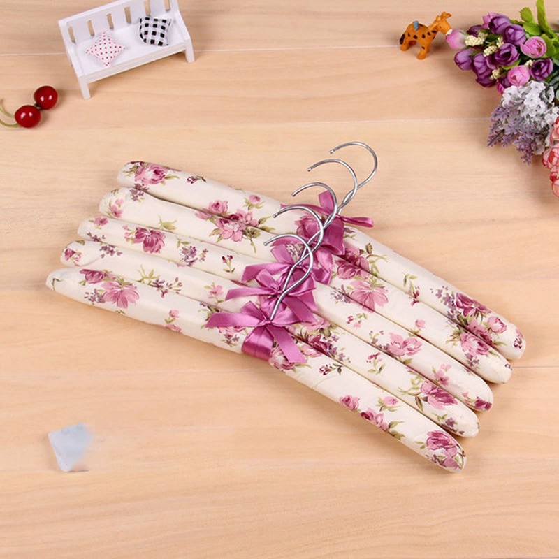 Padded Hangers for Women Clothing,5PCS Clothes Hangers Printed Bow Padded
