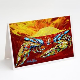 Caroline's Treasures Crab Buster Brown Greeting Cards Pack of 8 Blank Cards with Envelopes Whimsical A7 Size 5x7 Blank Note Cards