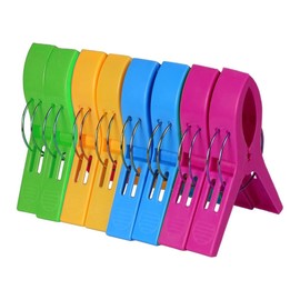 8 x beach towel clips, large towel clips for sun loungers, chairs, loungers and railings - XXL clothes pegs (8 pieces - 4 colours)