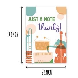 EdgarGifts Thank You Note Card - Music Thanks Card - Music Teacher Card - Musical Instrument Card - Funny Appreciation Card, 5 x 7 inches