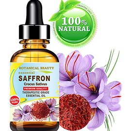 Saffron Oil (Kesar) Crocus Sativus Essential Oil 100% Natural for Face, Skin, Body, Hair, Nail Care, Dried and Damaged Skin, Aromatherapy by Botanical Beauty
