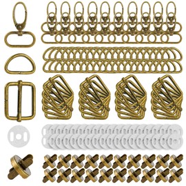 HOLDLEAF 140 Pieces Metal Rotating Carabiner Hooks D-Rings Triglide Sliding Buckle Magnetic Buttons Bag Accessories for Handbag Backpack Bag Accessories, bronze