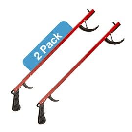 Sammons Preston Reacher, Red, 26 Inch, Grabber Reacher Tool, Lightweight Trash Picker Grabber & Garden Nabber, Aluminum Picker Up Tool & Reaching Claw, Portable Reaching Assist & Dressing Tool, 2 Pack