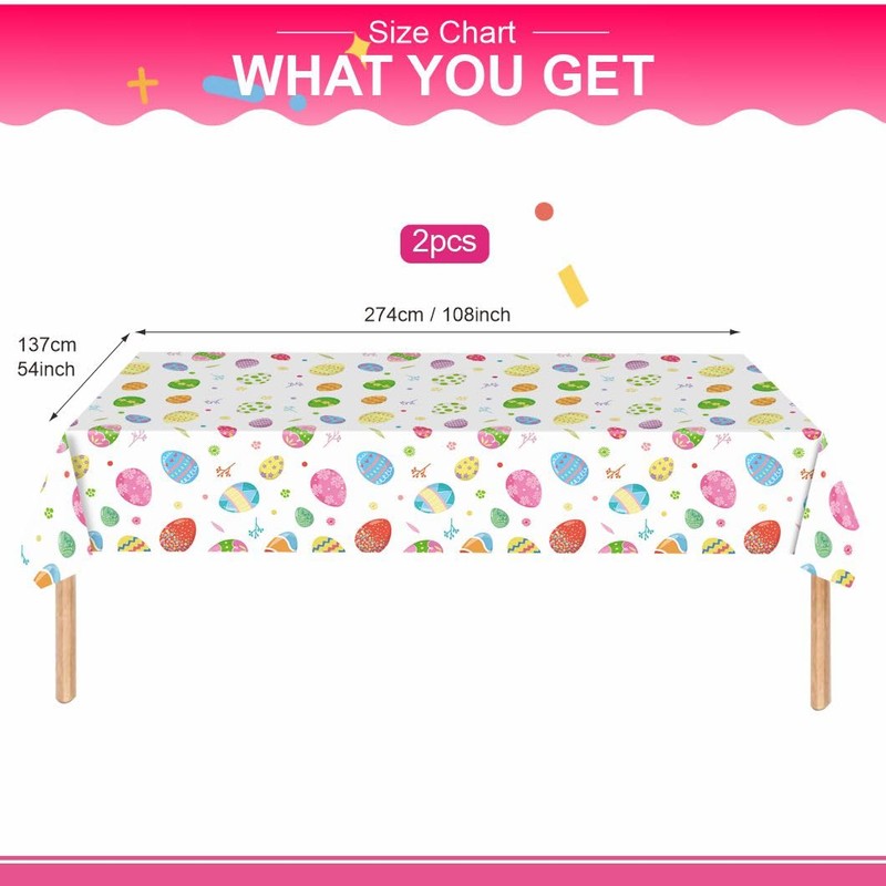 ZSYIULIA 2Pack Easter Table Cloth,Easter Table Decorations Easter Egg Hunt