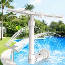 Pool Fountain for Above and In-Ground Pools, XJUGEZ 360° adjustable Dual Mode Waterfall pool sprinkler fountain, pressure and height adjustable pool accessories for ground pools, multi-size interfaces