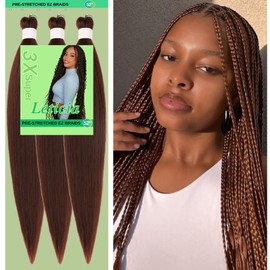 Dark Brown Braiding Hair Pre Stretched 3X Braid 26 inch Flame Retardant Hypoallergenic Synthetic Knotless Itch Free Color 33 Braiding Hair for Box Braids and Twists