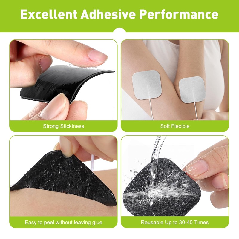 TENS Unit Replacement Pads, 20PCS 2"x2" Electrode Pads, Reusable Self-Adhesive