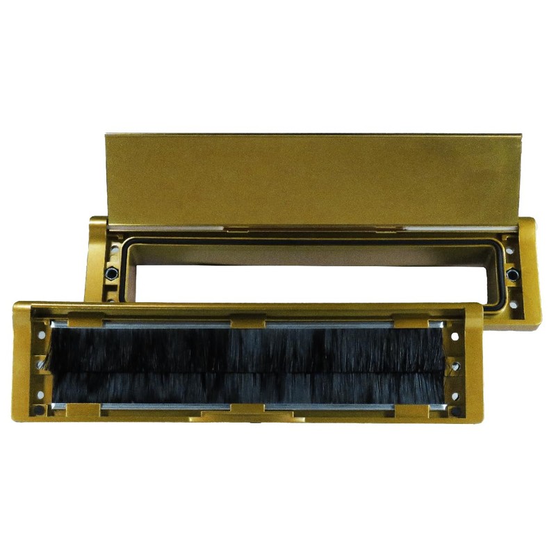 Draft Dodger 12"" Insulated Universal Telescopic Polished Gold Mail Slot