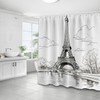 DLTAY Eiffel Tower Shower Curtain Paris French City White Bathroom