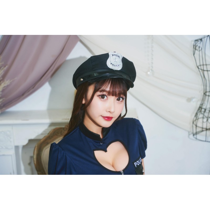 Clear Stone Cosplay Black Police Hat, Unisex, Black