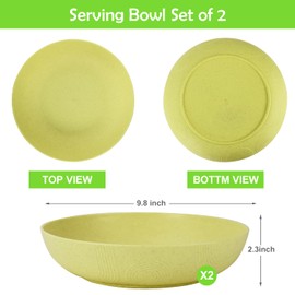 PYRMONT Fruit Basket Fruit Bowl 65 OZ,Banana Holder Decorative Bowl Set of 2,Large Fruit Bowl for Kitchen Counter,Bread Basket,Onion Storage,Snack Basket,Candy Dish,Microwave Dishwasher Safe(Yellow