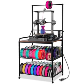ExGizmo 3D Printer Rack Filament Storage,Rolling Filament Storage Rack,3 Tier Filament Rack with Wheels,3D Printing Stand Filament Organizer for Printing Studio Office Workshop Garage School