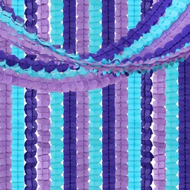 Purple-Blue Mermaid Party-Decorations Garland Streamers - 12pcs Girls Birthday Baby Shower 4-Leaf Clover Paper Streamer,Little Mermaid Theme Under The Sea Backdrop Banners Decor Lasting Surprise