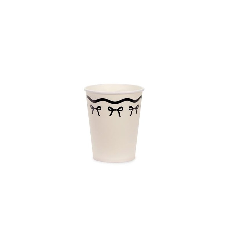 Cream Paper Cups with Black Bows – Pack of 6