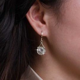 TseenYi Vintage Crystal Rhinestone Earrings Dangle Gold Crystal Drop Hoop Earrings Wedding Rhinestone Earrings Round CZ Bridal Earrings Luxury Rhinestone Earrings Jewellery for Women and Girls,