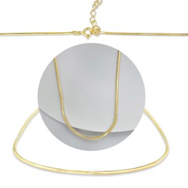 Majô London Gold-Filled Skinny Snake Chain for Women, 18k/22k/24k Gold Necklace, Small & Large, Adjustable Length, 1mm Width, Hypoallergenic | Made In Brazil (L 16 in + 2 in extender)