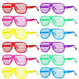 BeoTnp 12 PCS Party Glasses, 80s Accessories for Kids, Neon Retro Style, Neon Party Accessories, Random Colour Mix, Party Glasses for Kids, Fun Costume 80s Glasses, Dress Up Events
