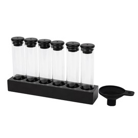 watchget Coffee Bean Container 6PCS Coffee Bean Cellars Tubes Single Dose Coffee Bean Storage with One-Way Exhaust Valve & Black Stand & Silicone Funnel- Organized Storage Solution for Coffee Beans