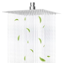 Hibbent All Metal 8 Inch Shower Head, High Pressure Stainless Steel Rain Showerheads, Bathroom Rainfall Showerhead with Ultra-thin Design, Adjustable Brass Ball Joint, Silicone Nozzles, Chrome