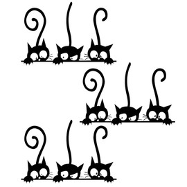 TEOZBLU Pack of 3 Kitten Wall Stickers Black Cat Wall Stickers Cat Window Stickers Decals for Living Room Bedroom Children's Room Bathroom Decorative Stickers