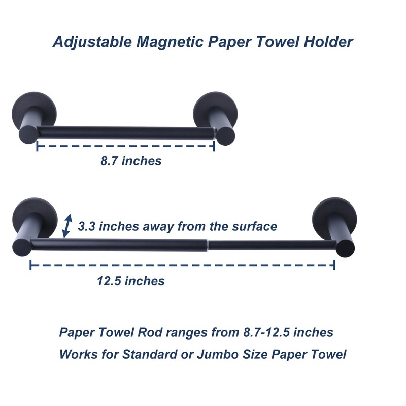 Magnetic Paper Towel Holder for Fridge, Adjustable Stainless Steel Rod,