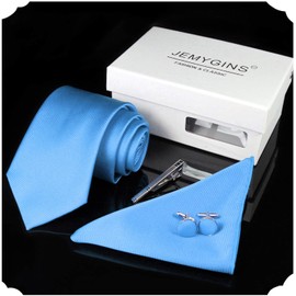 Jemigins Men's Necktie, Pin, Cuffs, Button, Chief, Business, Job Hunting, Weddings, School Entrance Ceremonies, Graduations, After-parties, Funerals, Parties, Father's Day, Gift Box Included, Shallow