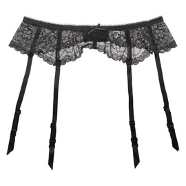 TVRtyle Women's Black Lace Floral Sexy Metal Clip Garter Belts for stockings GO003 (Small)