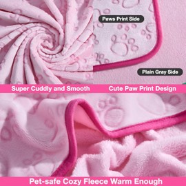 Stuffed Premium Soft Cat Blanket, Flannel Pink Stuff Cute Paw Print, 24 * 32 inches, Dog Blanket Puppy Supplies Dog Products Stuff Essentials, Christmas Cat Gifts
