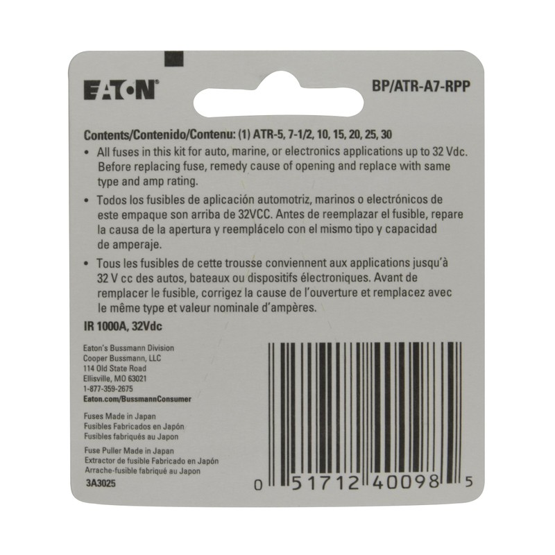 Bussmann (BP/ATR-A7-RPP) 2-Leg Micro Blade Fuse Emergency Kit with Puller