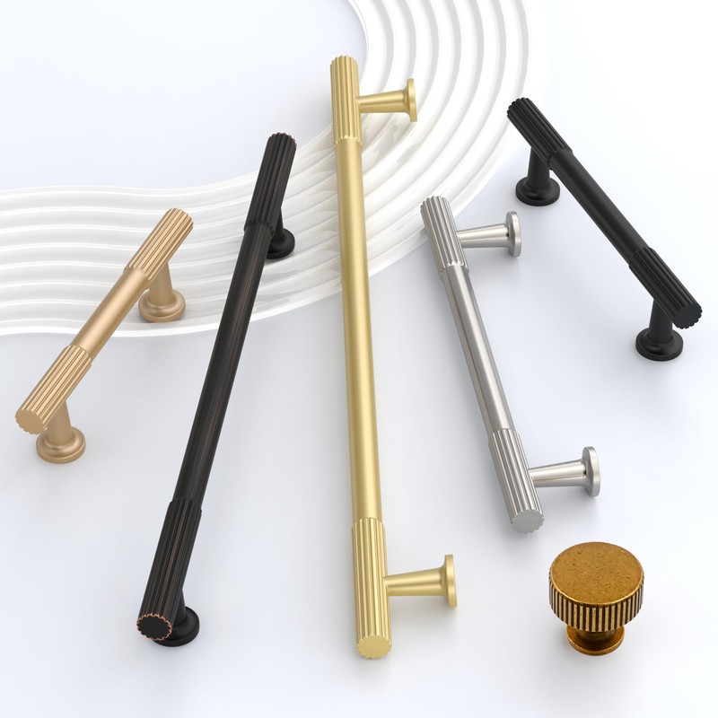 KNOKLOCK 10 Pack 7.5 Inch(192mm) Kitchen Cabinet Handles Matte Black