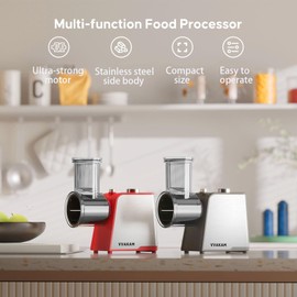 VVAKAM Electric Cheese Grater,300W DC Motor Salad Maker,Electric Slicer Shredder with 5 Different Shapes of Blades,Electric Vegetable Cutter for Potato,Carrot,Black