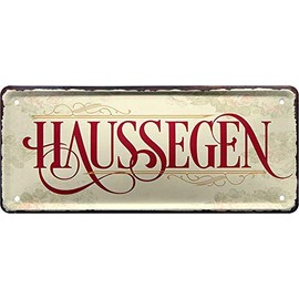 Blechschilder Beautiful Saying "Haussegen" Decorative Sign Metal Sign House Entrance Gift Idea Door Humour Funny Gift for Birthday or Christmas 28 x 12 cm