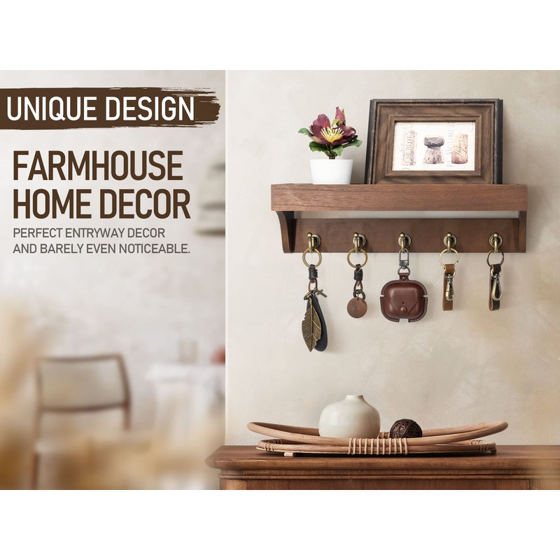 Rebee Vision Farmhouse Key Holder for Wall - Decorative Wooden