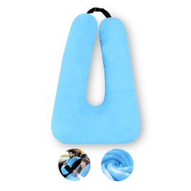 MROUEN Travel Pillow, Travel Pillow for Kids, Sleeper Hold Pillow Travel, Removable U-Shaped Pillow for Adults and Children to Support Head and Body in The Back Seat of Long Car Trips (Blue)