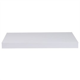 Home Basics Floating Wall Shelf White 18" (Single Pack) Contemporary and Modern Shelf for Picture Frames, Sculptures, Plants, and Essentials | Invisible Mounting Brackets
