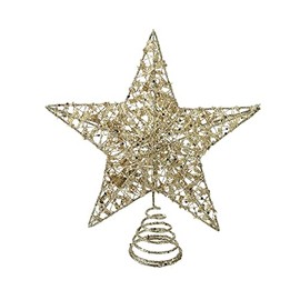 Gold Star Christmas Tree Topper 22 cm Lightweight Glitter Shimmer