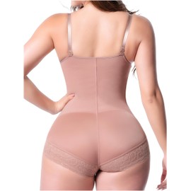Sonryse 021ZF Fajas Colombianas Post Surgery Lipo Compression Garment after Tummy Tuck Control Open Bust Shapewear Bodysuit for Women Mocha X-Large