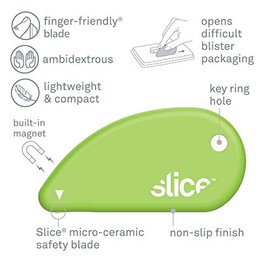 Slice Slice Micro Safety Cutter | Safe Ceramic Box Cutter Lasting 11x Longer than Metal | Keychain Box Opener | 2 Pack