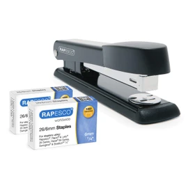 Rapesco Rapesco 1602 Germ-Savvy Antibakteriell Marlin Heftgerät, 25 Blatt Heftleistung, Schwarz & 2000 x 26/6mm Heftklammern