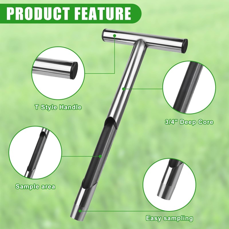 12 Inch Soil Probe, Stainless Steel Soil Sample Probe with