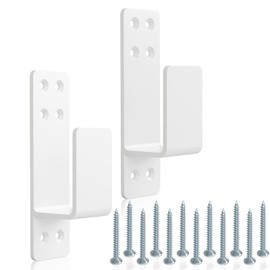 AMZFINE 2x4 Door Barricade Brackets Heavy Duty 2pcs Door Bar Holder Brackets for Home Security White