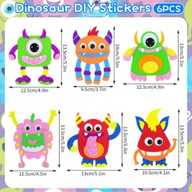 12 Pack Monster Craft Kit for Kids, Arts and Crafts for Kids Monster Craft Supplies Craft Foam Stickers Crafting Supplies Kids Activity Packs for Children Boys Girls Gift Educational Toys