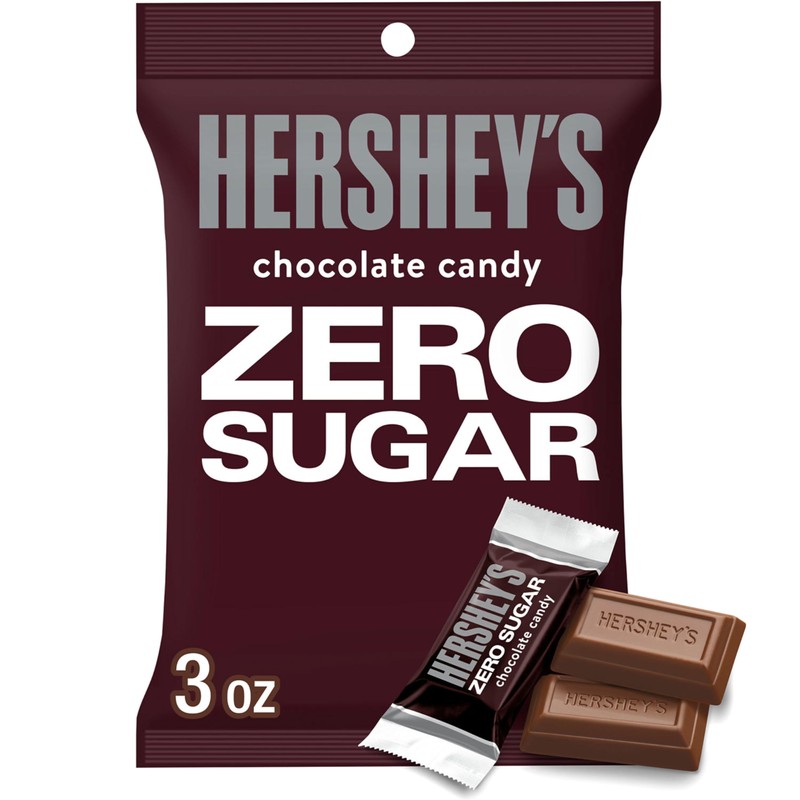 HERSHEY'S Zero Sugar Chocolate Candy Bags, 3 oz (12 Count)