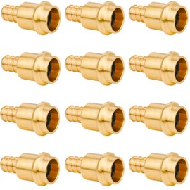 WHK 12 Pack 1/2" Press Propress x 1/2" PEX Adapter Crimp Fittings Brass Coupling Connect from Cooper to Pex B Pipe（Lead-Free,pro press copper to pex adapter 1/2)