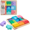 Fisher-Price Wood Toddler Toy Interlocking Blocks Stacking Jigsaw Puzzle with